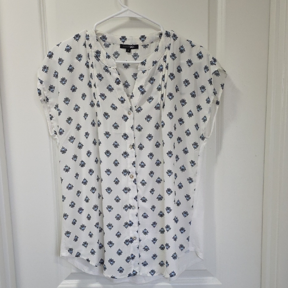Papermoon Ivory Blouse with Navy Patterns